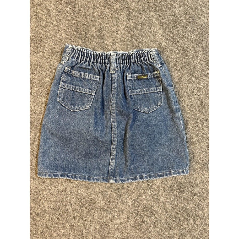 VTG OshKosh B'gosh Skirt Western Rodeo Girls 6 Blue Denim Jean Elastic Waist USA